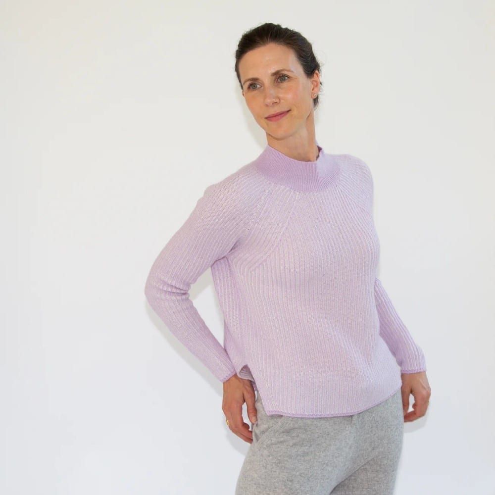 Pullover *Maud*, Mauve & Weiß, Kaschmir – Bild 4