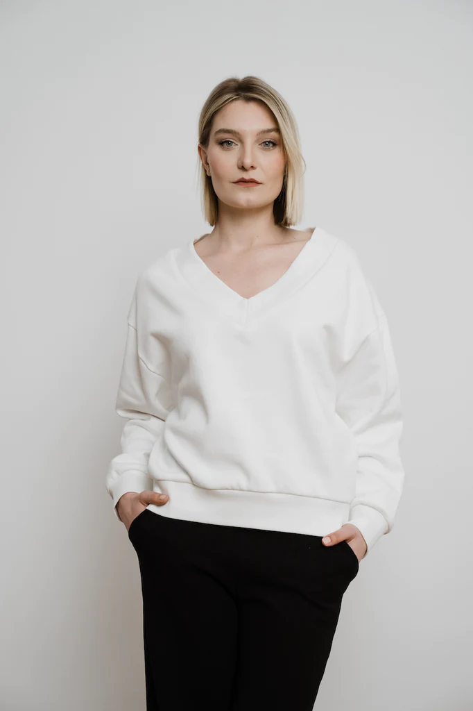 Organic Sweatshirt HAEPPY white Größe XS-S – Bild 2